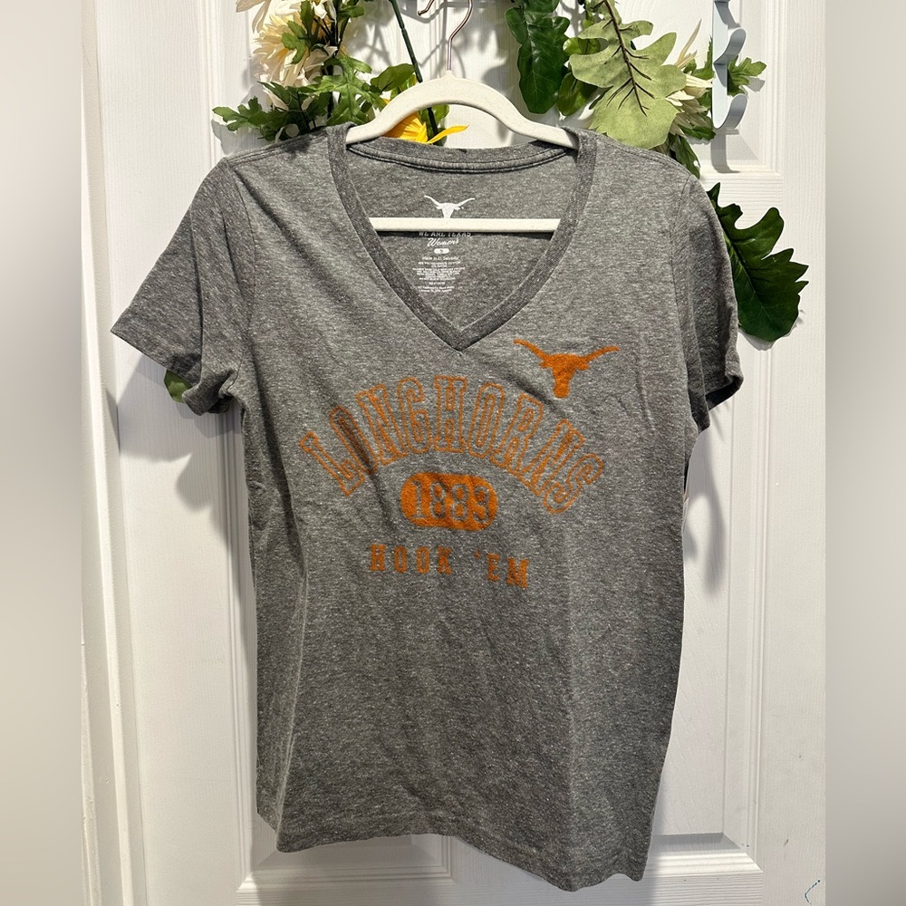 Texas Longhorns Gray V-Neck T-Shirt with Orange Logo